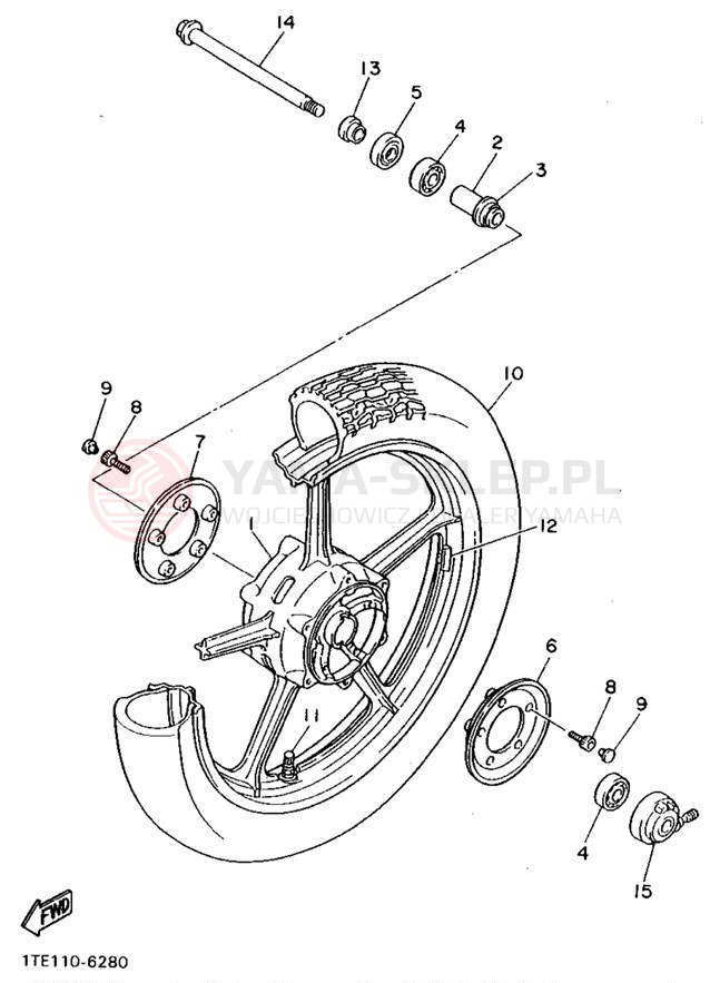 Schemat "Koło przód" do Yamaha VIRAGO 1100 XV1100G/XV1100GC