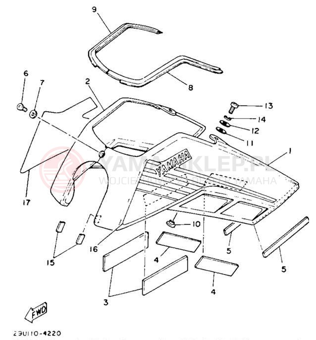 Schemat "Pokrywa boczna" do Yamaha YTM225DXL