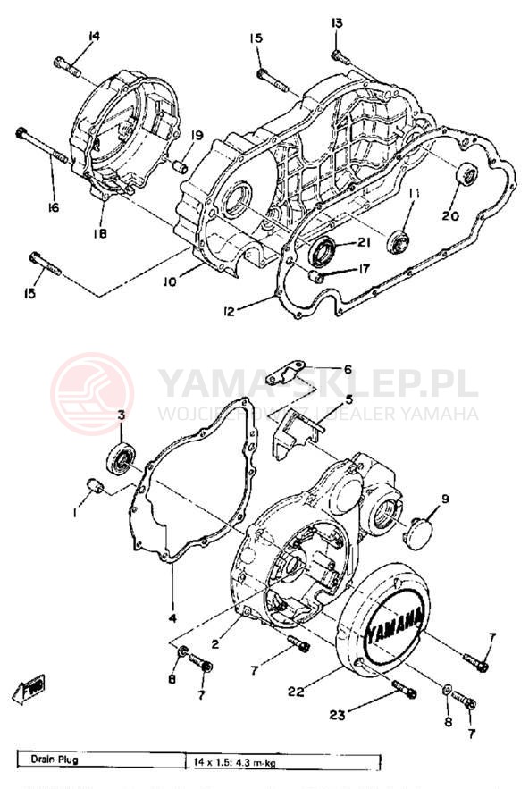Schemat "Pokrywa silnika" do Yamaha XS850SH