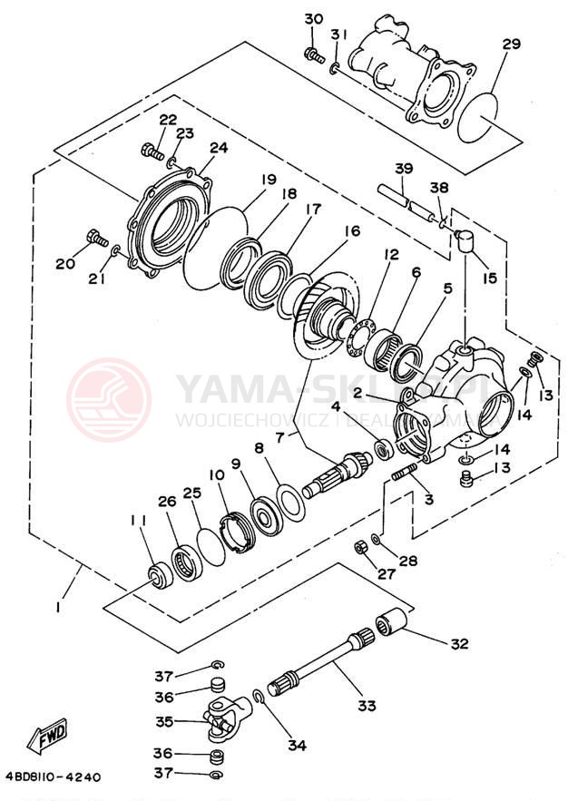 Schemat "Wał napędowy" do Yamaha TIMBERWOLF 2WD YFB250G