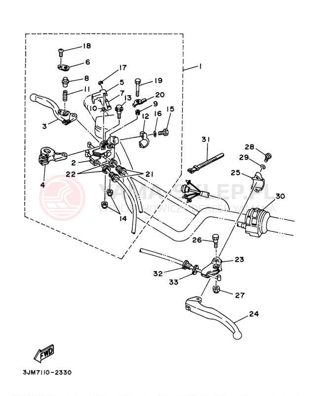Schemat "Kierownica i osprzęt" do Yamaha BLASTER YFS200J_MN