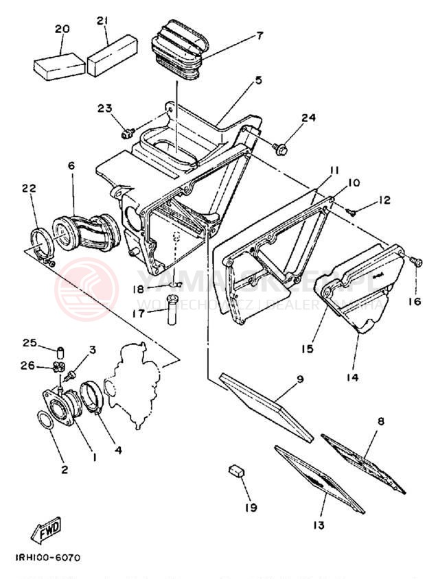 Schemat "Filtr powietrza" do Yamaha TT225T