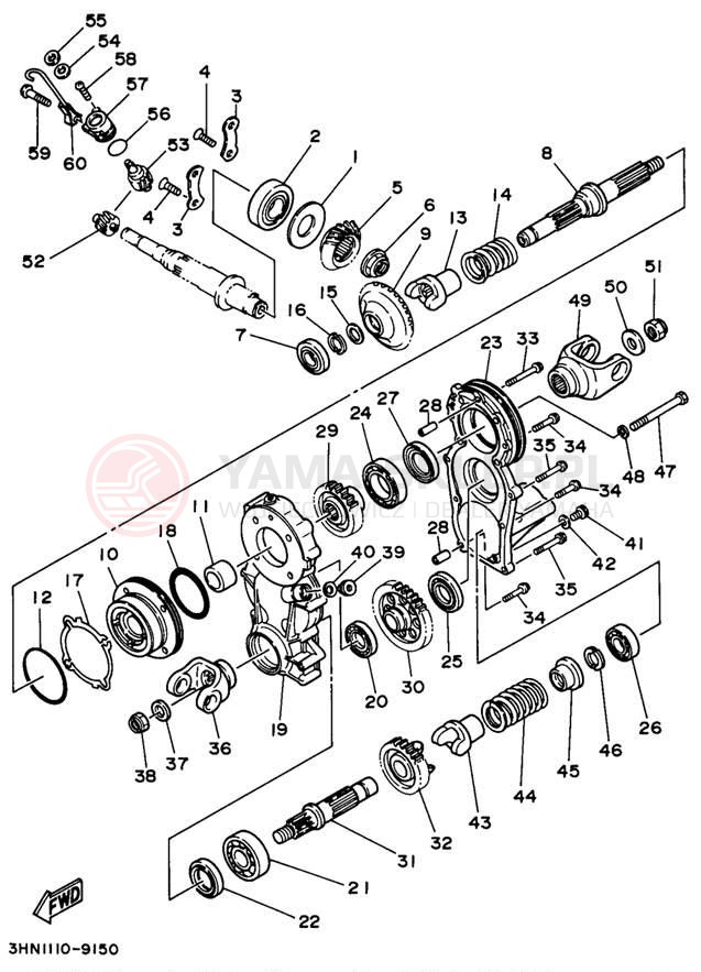 Schemat "Przeniesienie napędu" do Yamaha KODIAK 4WD YFM400FWH_