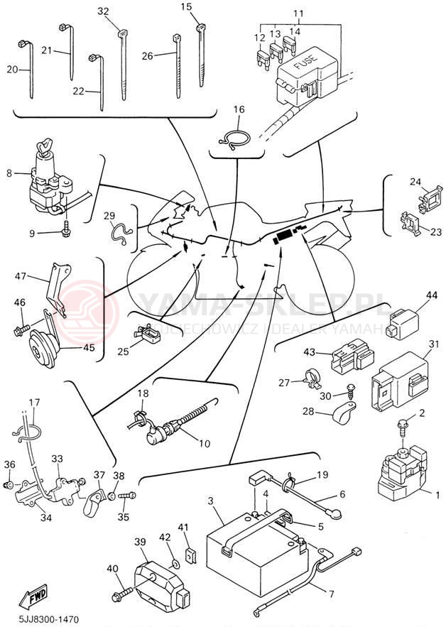Schemat "układ elektryczny" do Yamaha YZFR1 YZFR1N/YZFR1NC