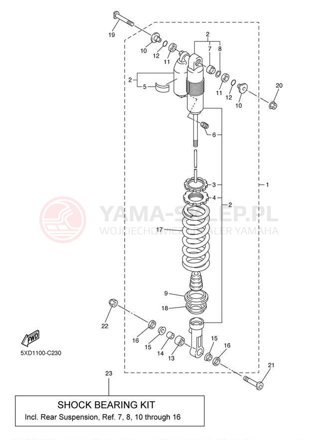Schemat "zawieszenie tył" do Yamaha WR250F WR250FT