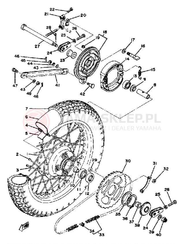 Schemat "Koło tył" do Yamaha XS400_2F