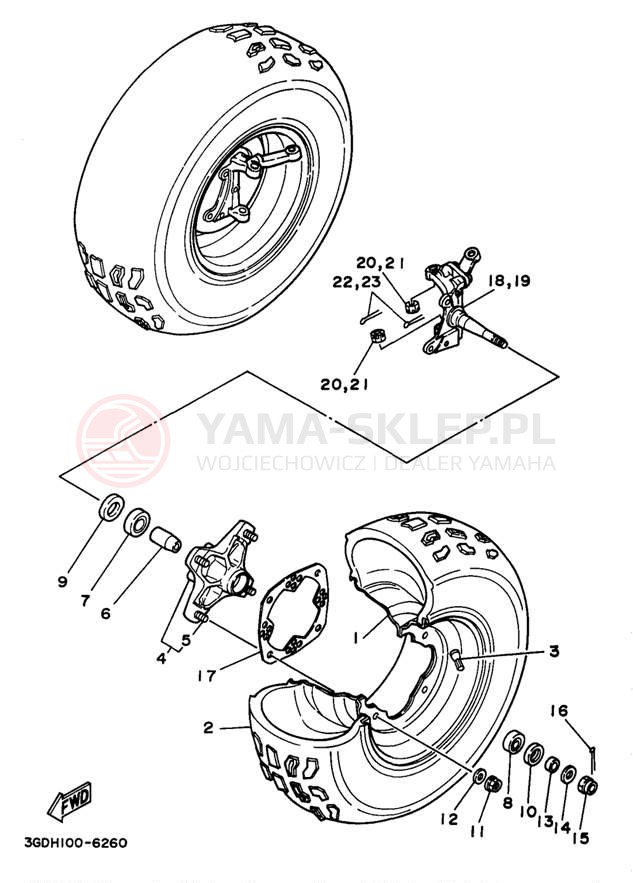 Schemat "Koło przód" do Yamaha WARRIOR YFM350XKC/YFM350XK