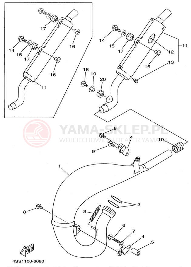 Schemat "Wydech końcowy" do Yamaha YZ125H1