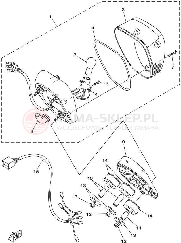 Schemat "lampa tył" do Yamaha ROAD STAR XV1600AP/XV1600APC