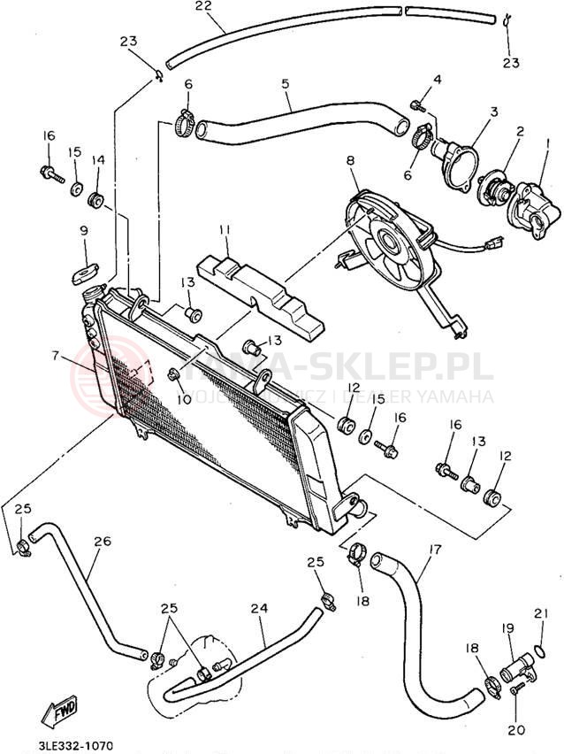 Schemat "Układ chlodzenia" do Yamaha FZR1000G/FZR1000GC