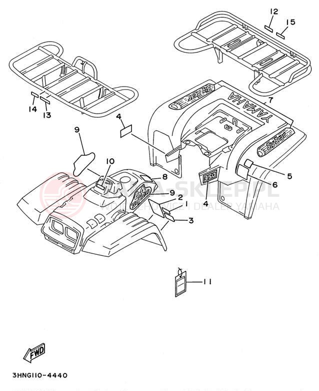 Schemat "naklejki" do Yamaha BIG BEAR 4WD YFM350FWH_