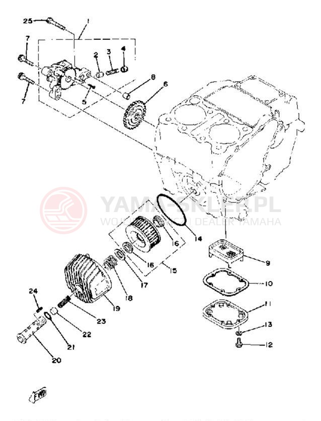Schemat "Pompa olejowa - filtr oleju" do Yamaha XS400-2E