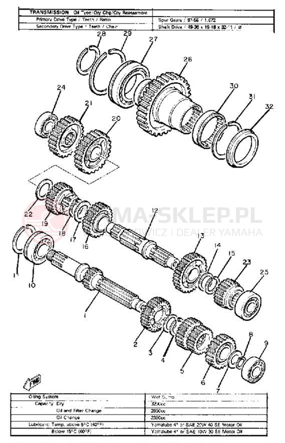 Schemat "Skrzynia biegów " do Yamaha XJ650 XJ650G