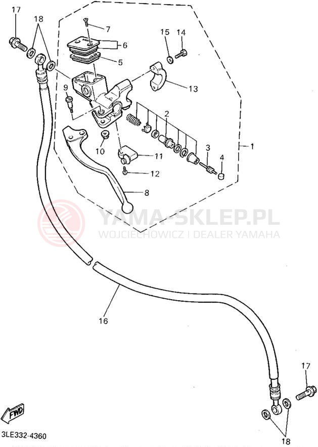 Schemat "Pompa hamulcowa przednia" do Yamaha FZR1000G/FZR1000GC