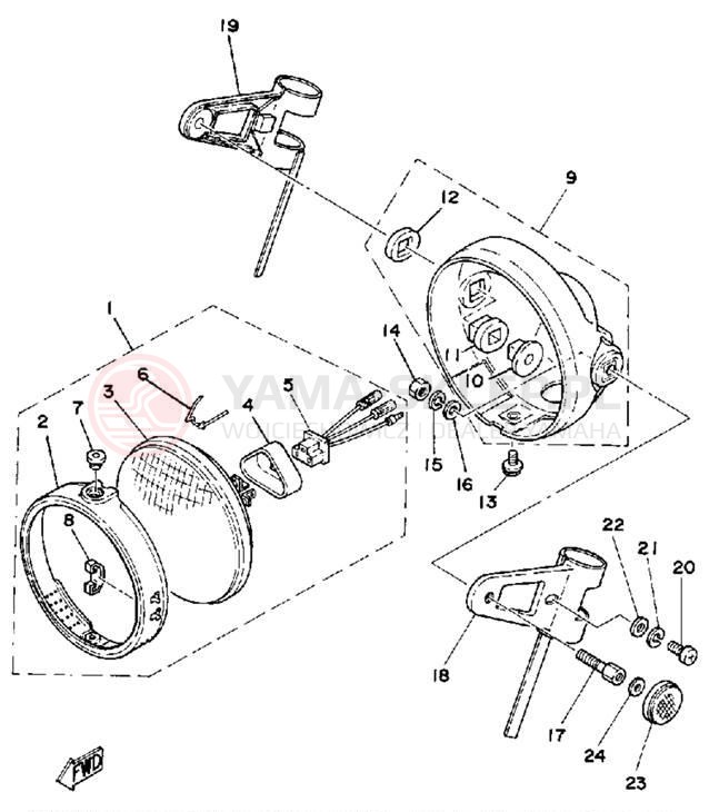 Schemat "Lampa przód" do Yamaha DT175G