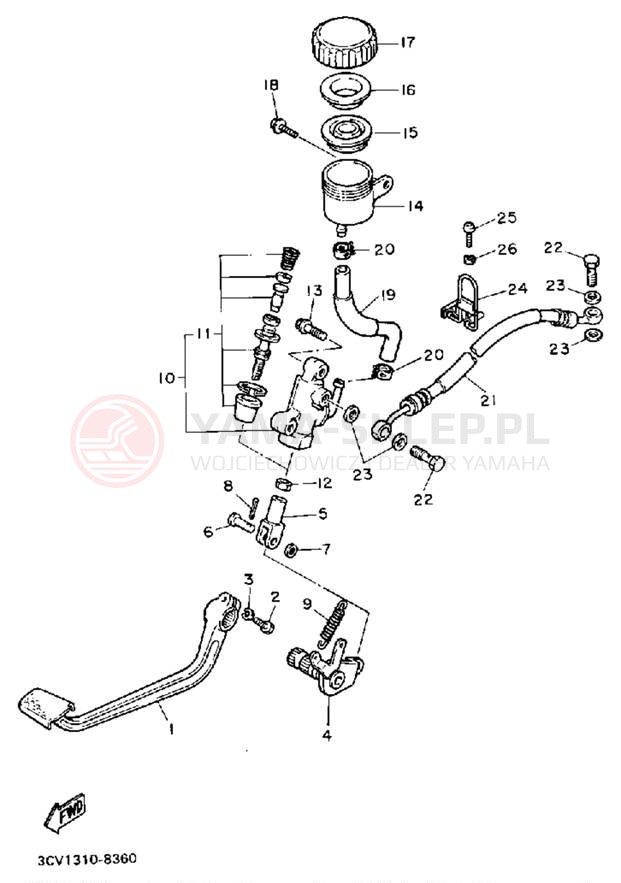 Schemat "Pompa hamulcowa tył" do Yamaha FJ1200WC/FJ1200W