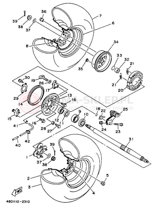 Schemat "Koło tył" do Yamaha YFB250E_MN
