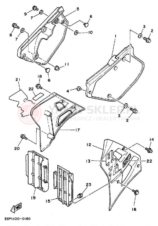Schemat "Pokrywa boczna" do Yamaha YZ250A