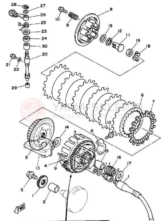 Schemat "sprzęgło" do Yamaha YZ125D1