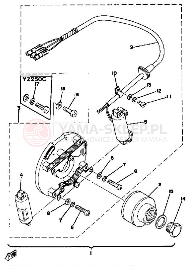 Schemat "prądnica" do Yamaha YZ250C