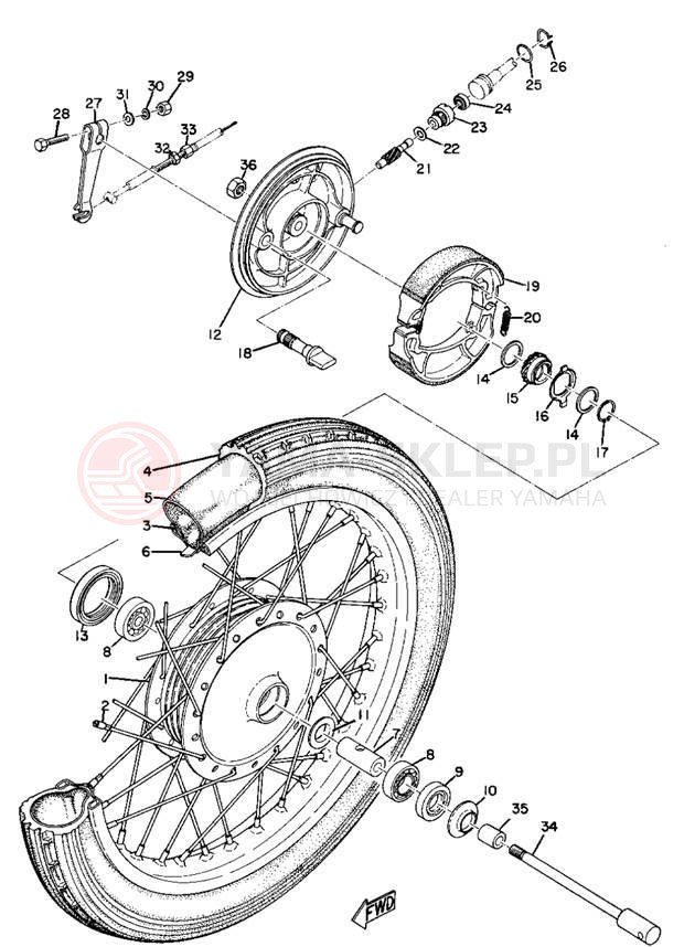 Schemat "Koło przód" do Yamaha AS2C