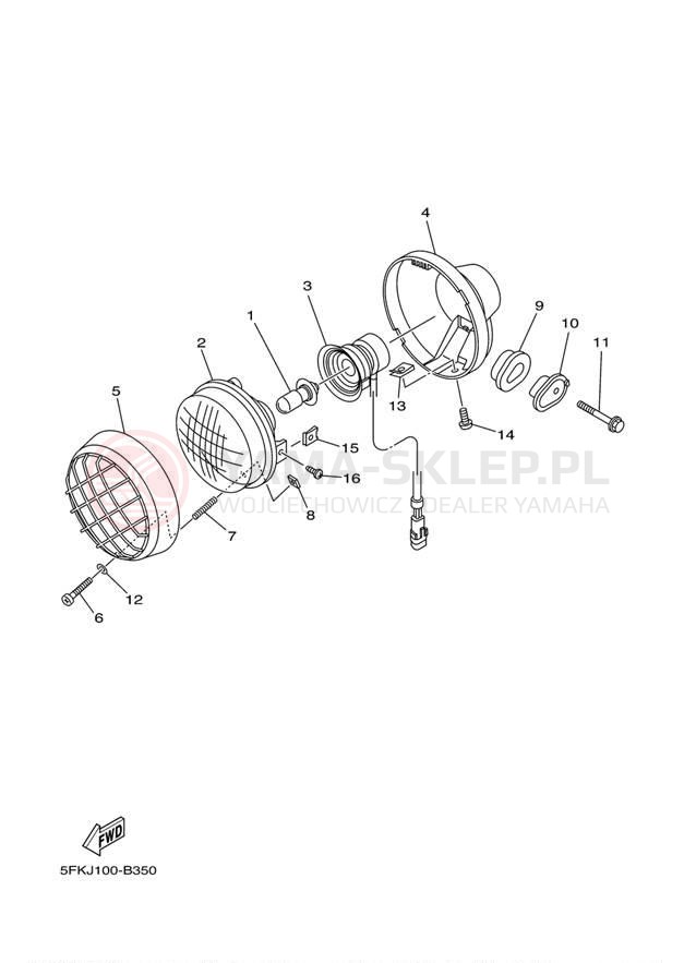 Schemat "Lampa przód" do Yamaha BANSHEE SP YFZ350SPV