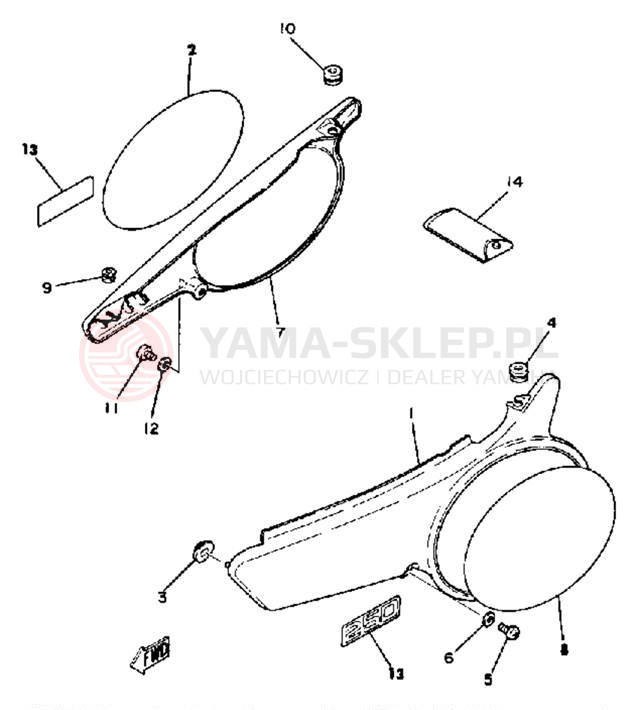 Schemat "Tylny błotnik" do Yamaha TT250H