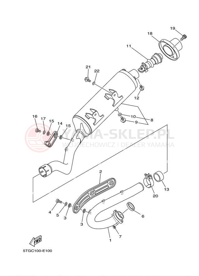 Schemat "Wydech końcowy" do Yamaha YFZ450 YFZ45DB/YFZ45DW