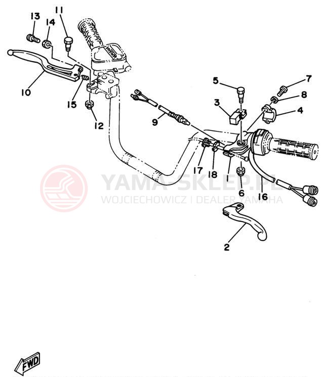 Schemat "Kierownica i osprzęt" do Yamaha BIG BEAR 4WD YFM350FWF