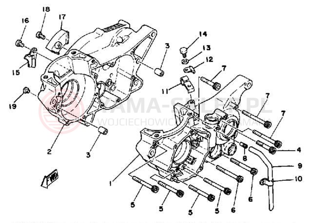 Schemat "Obudowa silnika" do Yamaha YZ400F