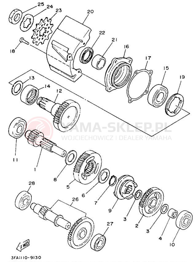Schemat "Skrzynia biegów " do Yamaha BREEZE YFA1E