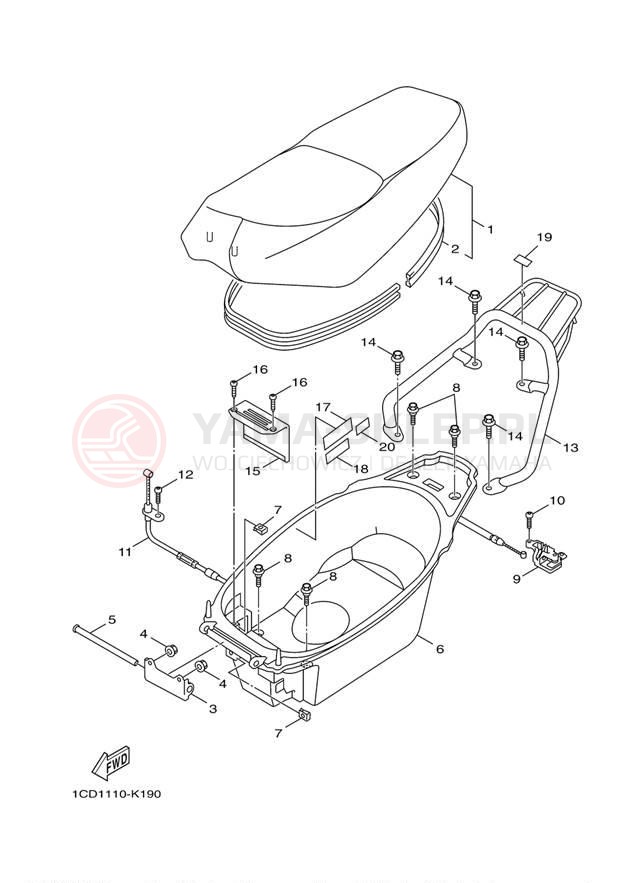 Schemat "siedzenie" do Yamaha ZUMA 50 YW50FDR/YW50FDB