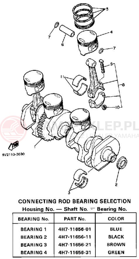 Schemat "Wał korbowy, tłok" do Yamaha XJ650K