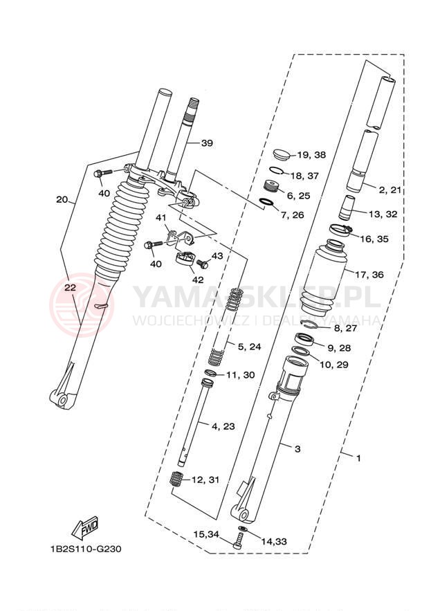 Schemat "Amortyzatory przód" do Yamaha TTR125E_LE TTR125LEY/TTR125EY