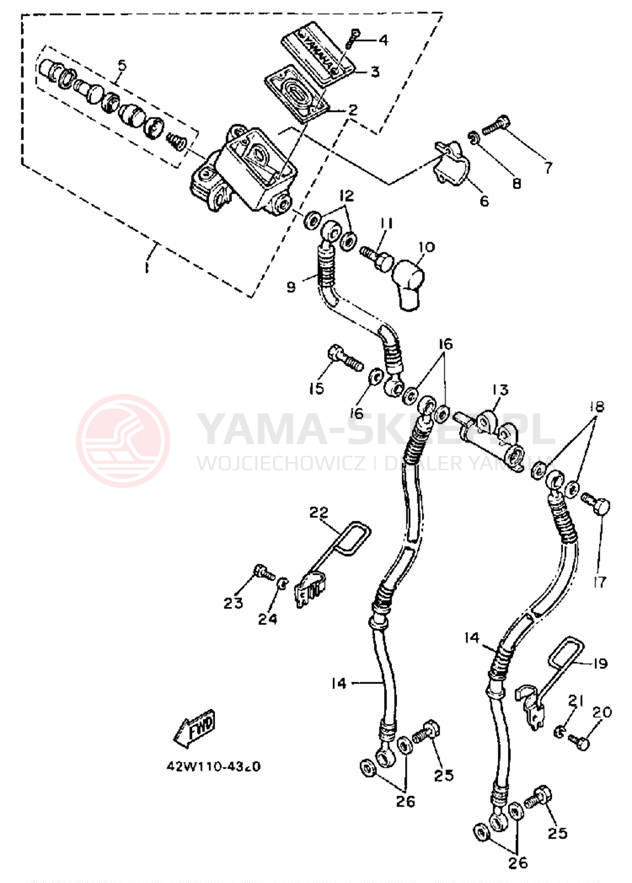 Schemat "Pompa hamulcowa przednia" do Yamaha VIRAGO 1000 XV1000LC/XV1000L