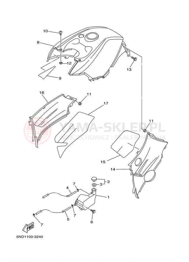 Schemat "Pokrywa boczna" do Yamaha KODIAK 400 4X4 YFM4FAS