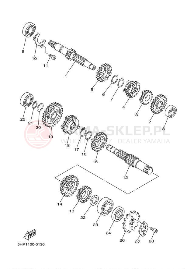Schemat "Skrzynia biegów " do Yamaha TTR125L TTR125LX