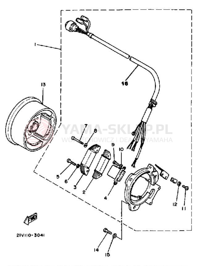 Schemat "Moduł zapłonowy - cewka" do Yamaha YTM200EL