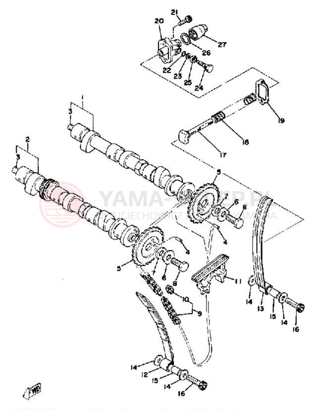 Schemat "Rozrząd - napinacz" do Yamaha XS750E_227