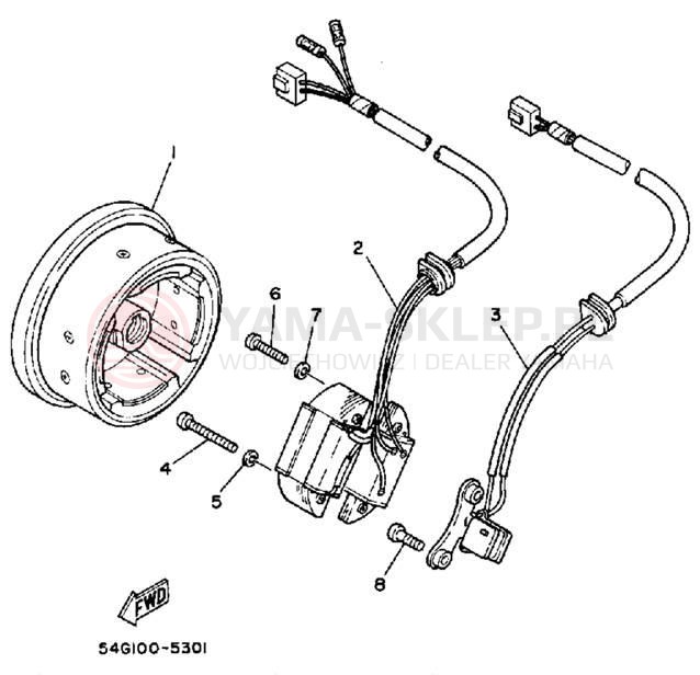 Schemat "prądnica" do Yamaha BIG WHEEL ELEC START BW200ES