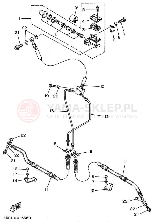 Schemat "Pompa hamulcowa przednia" do Yamaha WOLVERINE 4WD YFM350FXH