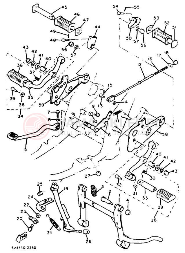 Schemat "Stopka postojowa i podnóżki" do Yamaha XS650SK