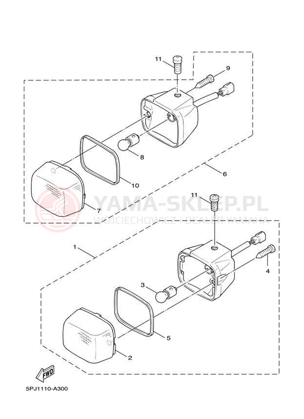 Schemat "kierunkowskazy" do Yamaha ZUMA YW50T