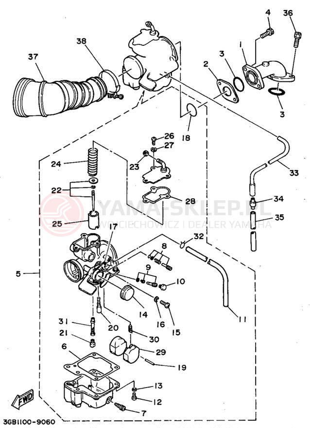 Schemat "Wtrysk paliwa" do Yamaha BADGER YFM80G