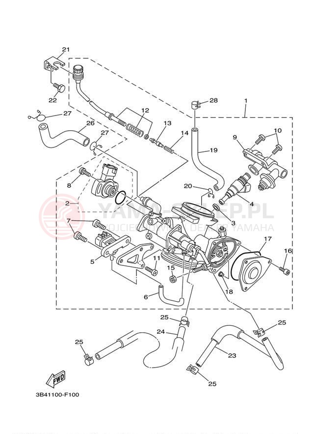 Schemat "Układ wtryskowy" do Yamaha GRIZZLY 700 DUCKS YFM7FGPDUW