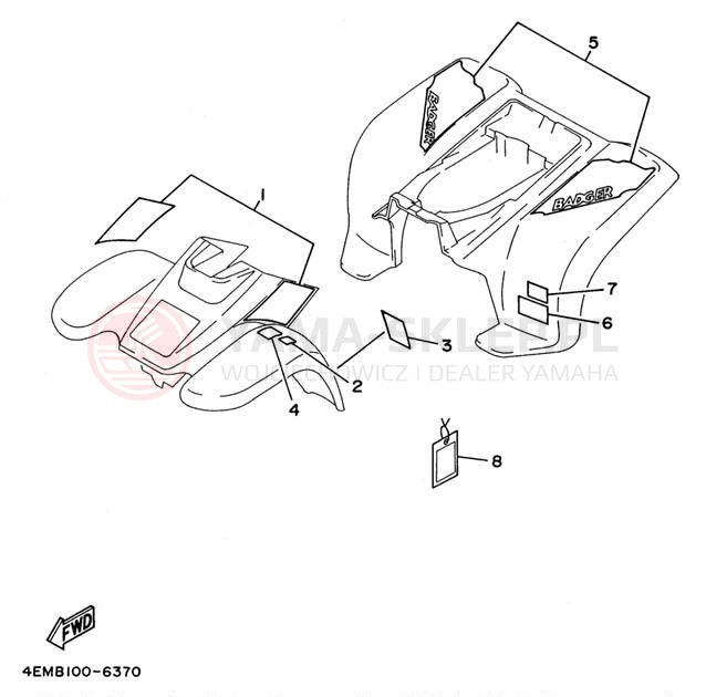 Schemat "naklejki" do Yamaha BADGER YFM80H