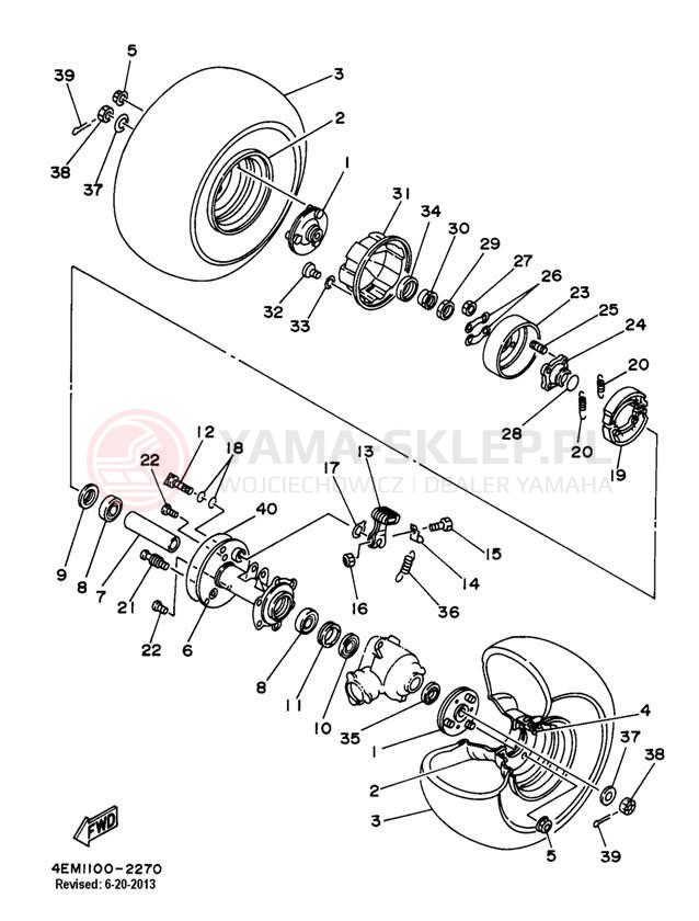 Schemat "Koło tył" do Yamaha BADGER YFM80G