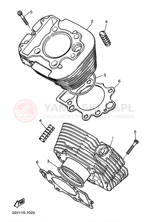 Schemat "cylinder" do Yamaha VIRAGO 535 XV535K/XV535KC
