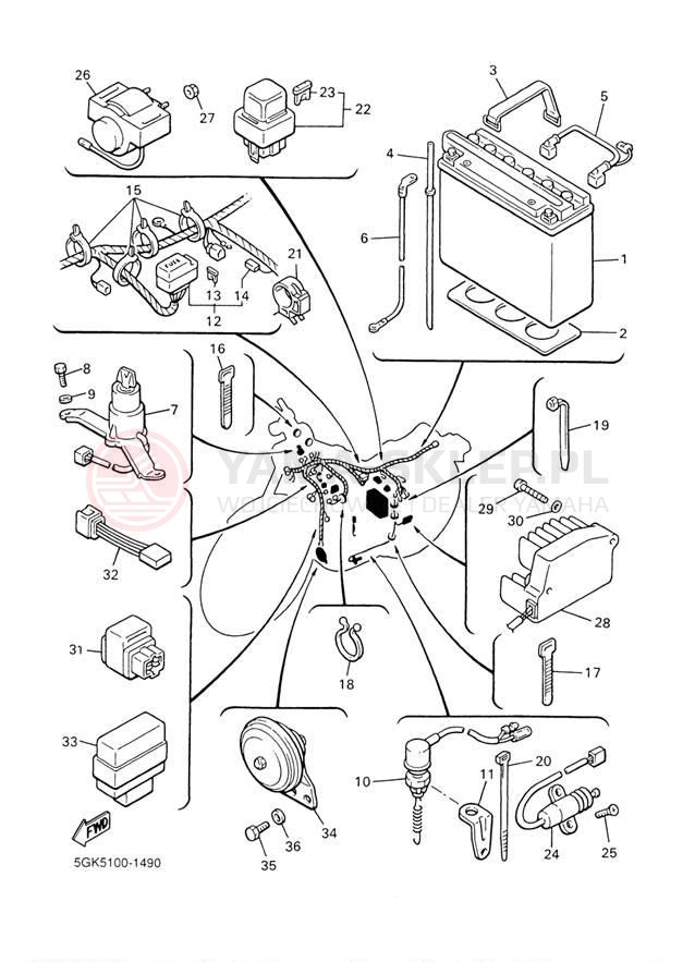 Schemat "układ elektryczny" do Yamaha V-MAX VMX12R/VMX12RC