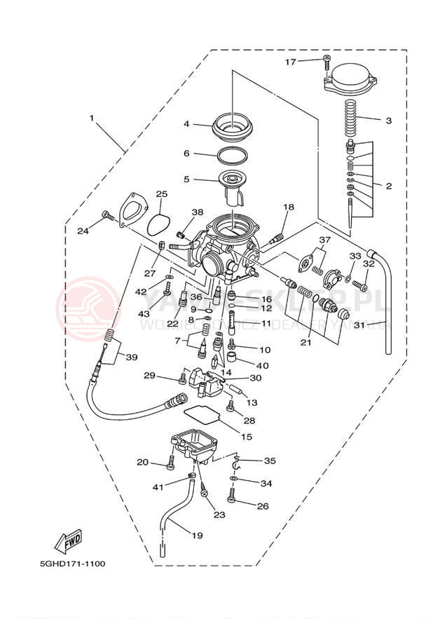 Schemat "Gaźnik" do Yamaha KODIAK 2WD YFM400AN